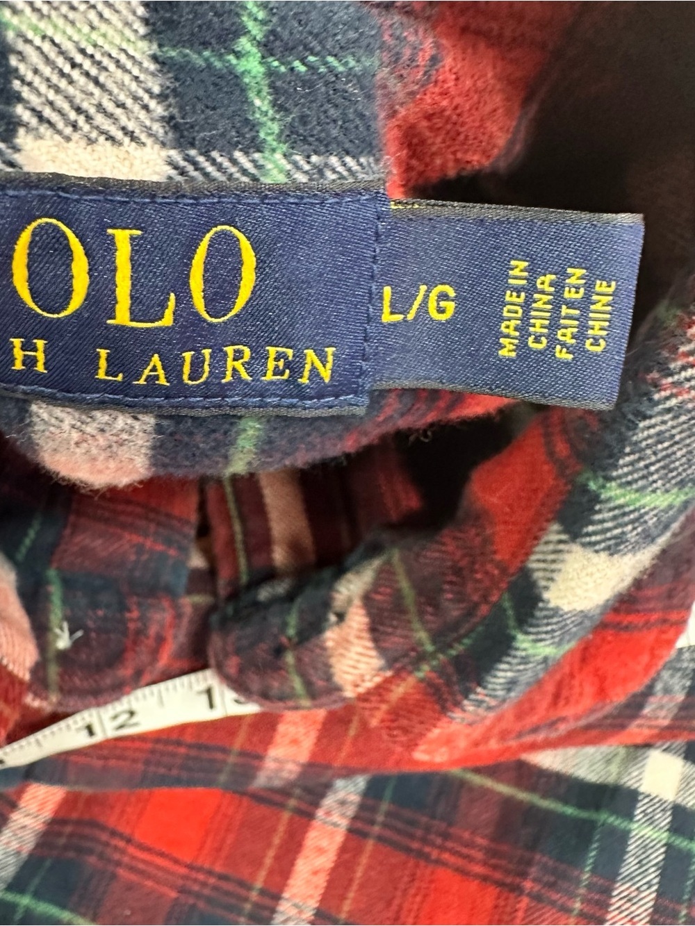 Polo Ralph Plaid Button up cotton flannel Shirt men L winter layering outdoor - Picture 6 of 8